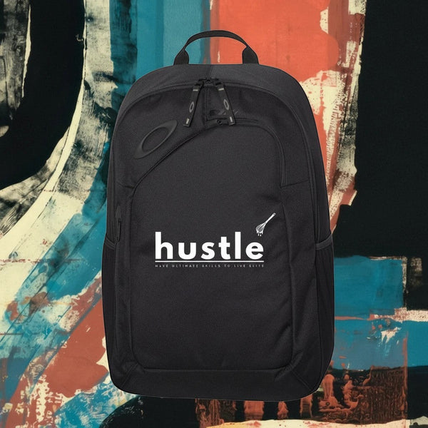 My Store H2Elite 22L Method 360 black backpack with Hustle graphic, featuring a sleek, durable utility design.
