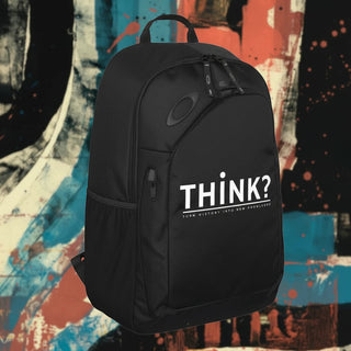 My Store H2Elite 22L Method 360 Ellipse black backpack with white THINK graphic, featuring a sleek utility design.