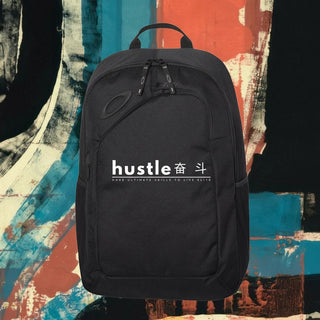 My Store H2Elite 22L Method 360 black backpack with white hustle graphic, featuring a sleek utility design.